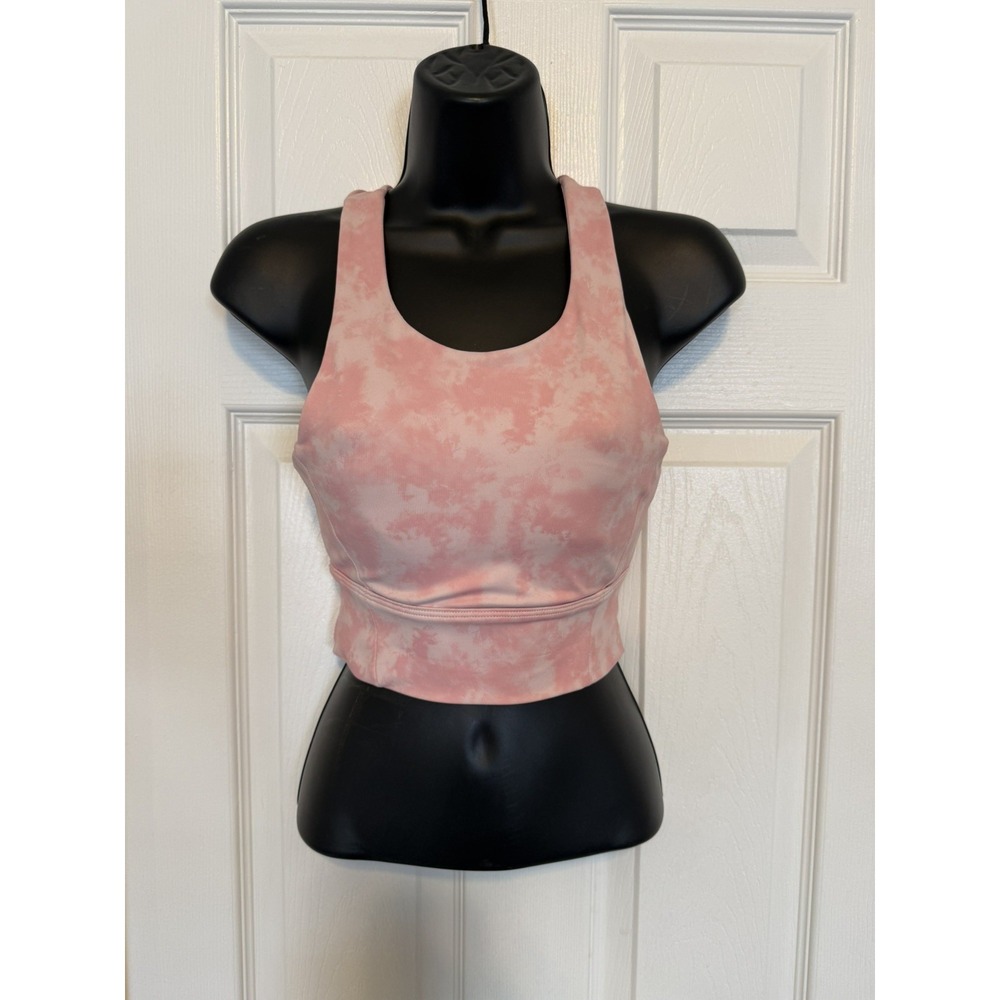 ALL FENIX Longline Sports Bra Small Blush Tie Dye Anthropologie